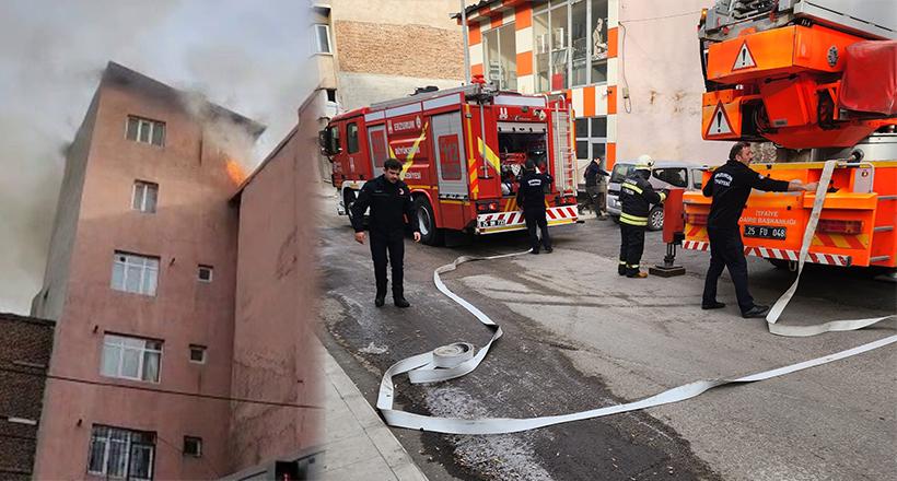 Erzurum'da Çatı Yangını Korkuttu