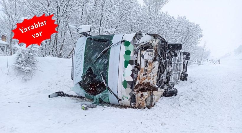 Yolcu otobüsü devrildi...