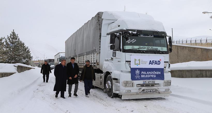 Palandöken’den 18 TIR dolusu yardım