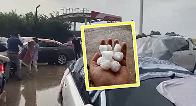 Ceviz büyüklüğünde yağdı, dakikalarca sürdü!