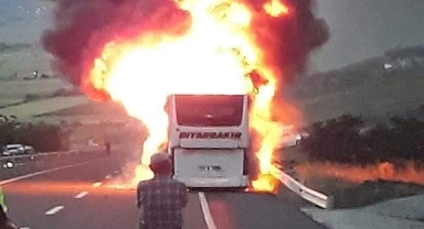 Faciadan dönüldü: Yolcu otobüsü alev topuna döndü