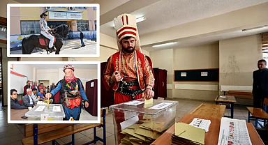 Sandık başından ilginç görüntüler...