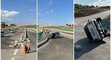 Aynı yolda bir haftada 3 araç takla attı