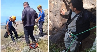 Dağda mahsur kalan çoban kurtarıldı   