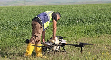Erzurumlu çiftçiler tasarruf için ilaçlamayı dronla yapıyor