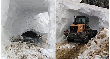 Yayla yolları kar tüneli kazılarak ulaşıma açıldı   