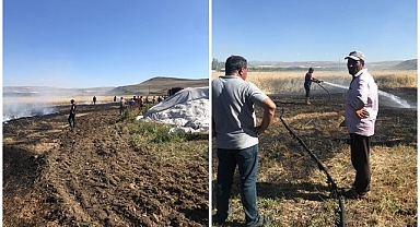 5 dönümlük tarla alev alev yandı