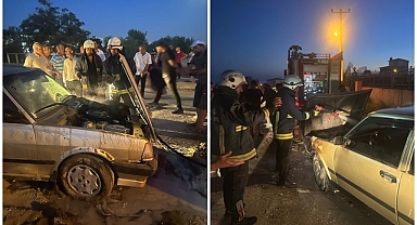 Alev alan otomobili itfaiye ekipleri söndürdü