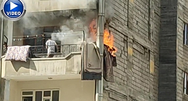 Alev alev yandı! Binadan aşağı attı!