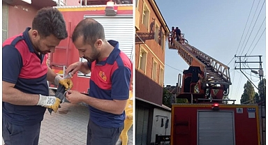 Çatıya sıkıştı, itfaiye kurtardı!