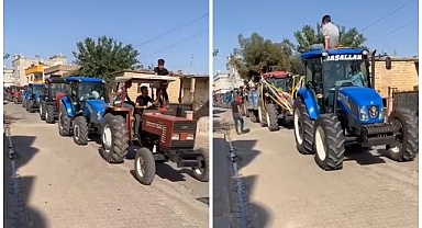 Damat çiftçi olunca düğün konvoyu traktörlerden oldu