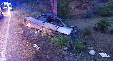 Kontrolden çıkıp ağaca çarptı