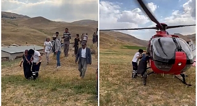 Ambulans helikopter arı sokan kadın için havalandı