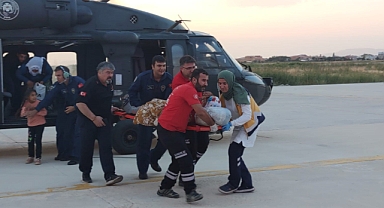Polis helikopteri hamile kadın için havalandı