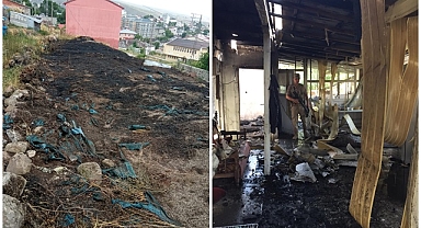 Erzurum'da çıkan yangında evler kullanılamaz hale geldi
