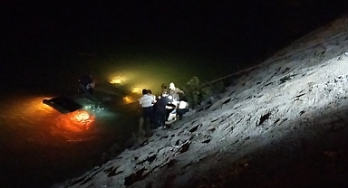 Nehre düşen araçtan sağ çıktılar!