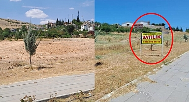 'Satılık arsa' yazılı tabelayı çaldılar