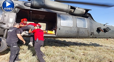Yaralanan dağcı helikopterle kurtarıldı