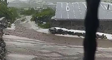 Dolu yağışı sonrası her yer beyaza büründü   