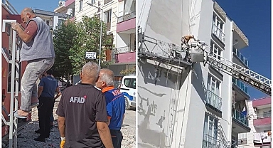 Halat kopunca iskelede mahsur kaldılar!