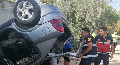Kontrolden çıktı, takla attı