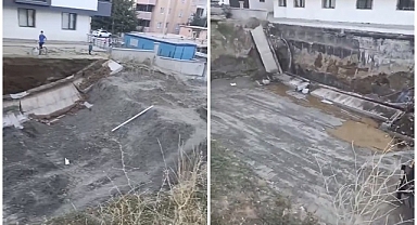 Temel kazısı yapılırken istinat duvarı çöktü 