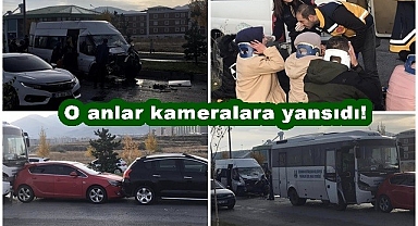 Erzurum'da 23 kişinin yaralandığı zincirleme kaza kamerada