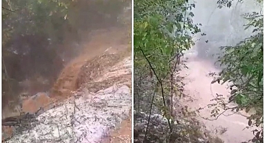 Sağanak yağış dereleri taşırdı! Sel meydana geldi