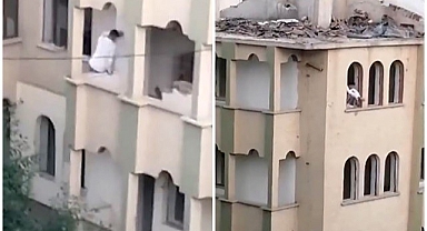 Tartıştığı insanlara 4'üncü kattan beton parçası fırlattı