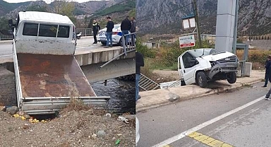 Köprüye asılı kaldı!