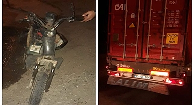 Motosiklet tıra çarptı!