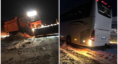 Otobüs kara saplandı, yolcular mahsur kaldı   