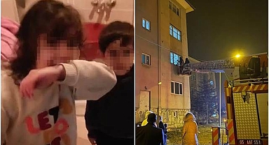 Evde kilitli kalan çocukları itfaiye kurtardı