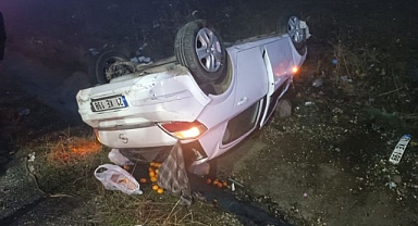 Kontrolden çıkarak takla attı
