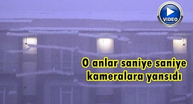 Çatıda ki karlar şelale gibi caddeye aktı