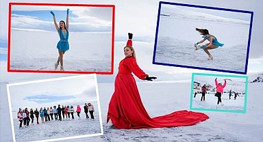 Çıldır Gölü'nde artistik buz pateni keyfi