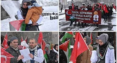 Erzurum'da sağlıkçılardan kar altında 'sessiz yürüyüş'