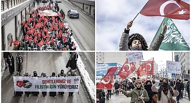 Erzurum'da şehitler ve Gazze için yürüdüler