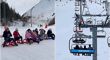 Hem tarih yolculuğu hem kızak keyfi yaptılar