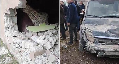 Kontrolden çıkıp duvara çarptı