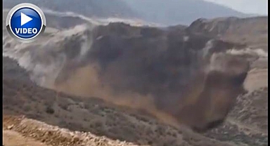 Madendeki toprak kayması kamerada! İşçileri adeta yuttu