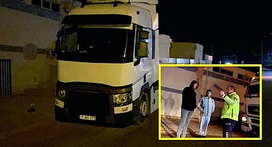 Polisi görünce tırı bırakıp kaçtı!