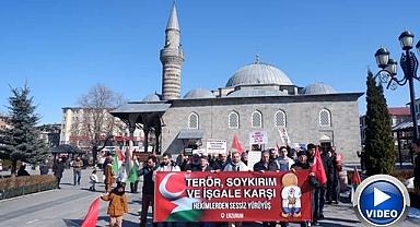 Sağlıkçılar Erzurum'da Gazze için yürüdü