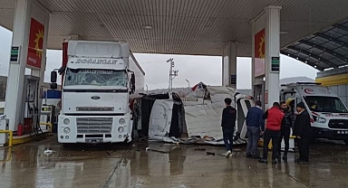 Takla atıp akaryakıt istasyonuna girdi