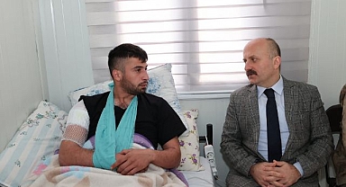 Vali'den yaralı askere ziyaret