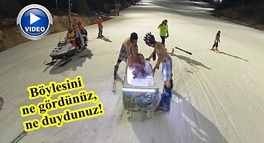 Kayak merkezinde ilginç görüntü!