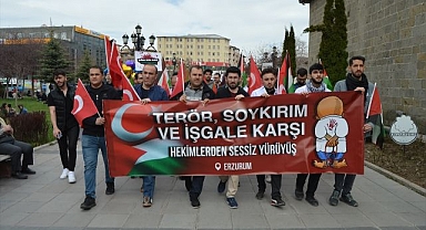 Erzurum'da hekimler Gazze için yürüdü