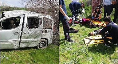 Kontrolden çıkan kamyonet şarampole yuvarlandı