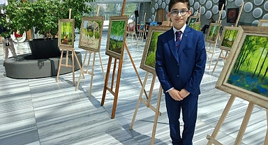 Minik ressamdan şehit babası anısına resim sergisi   