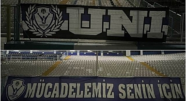 Pankartlarla stadyumu donattılar